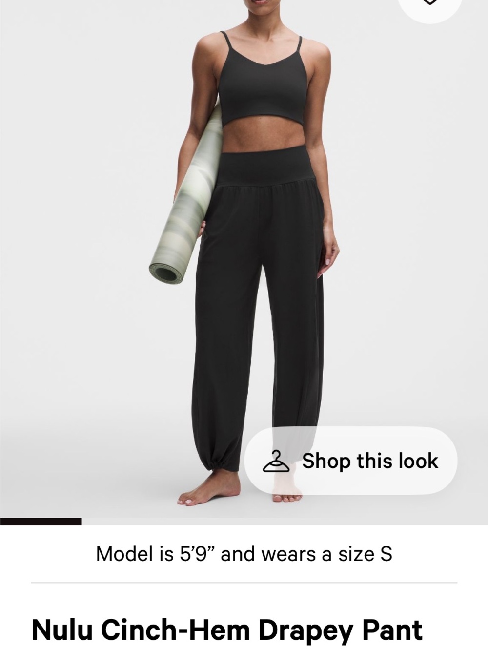 lululemon athletica Black Cinch-Hem Drapey Jogger Pants
